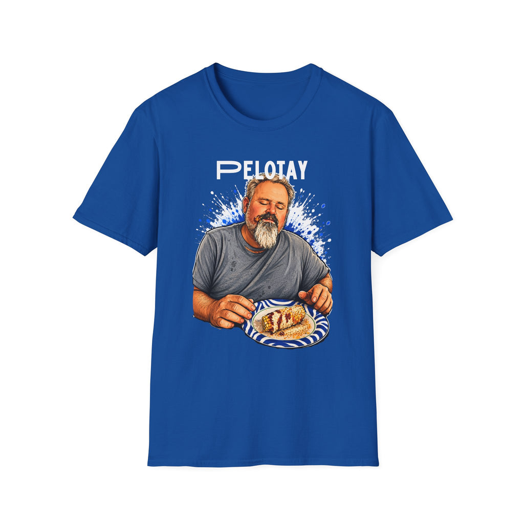 T-Shirt — Bearded Man Enjoying Mexican Elote for the First Time Illustration
