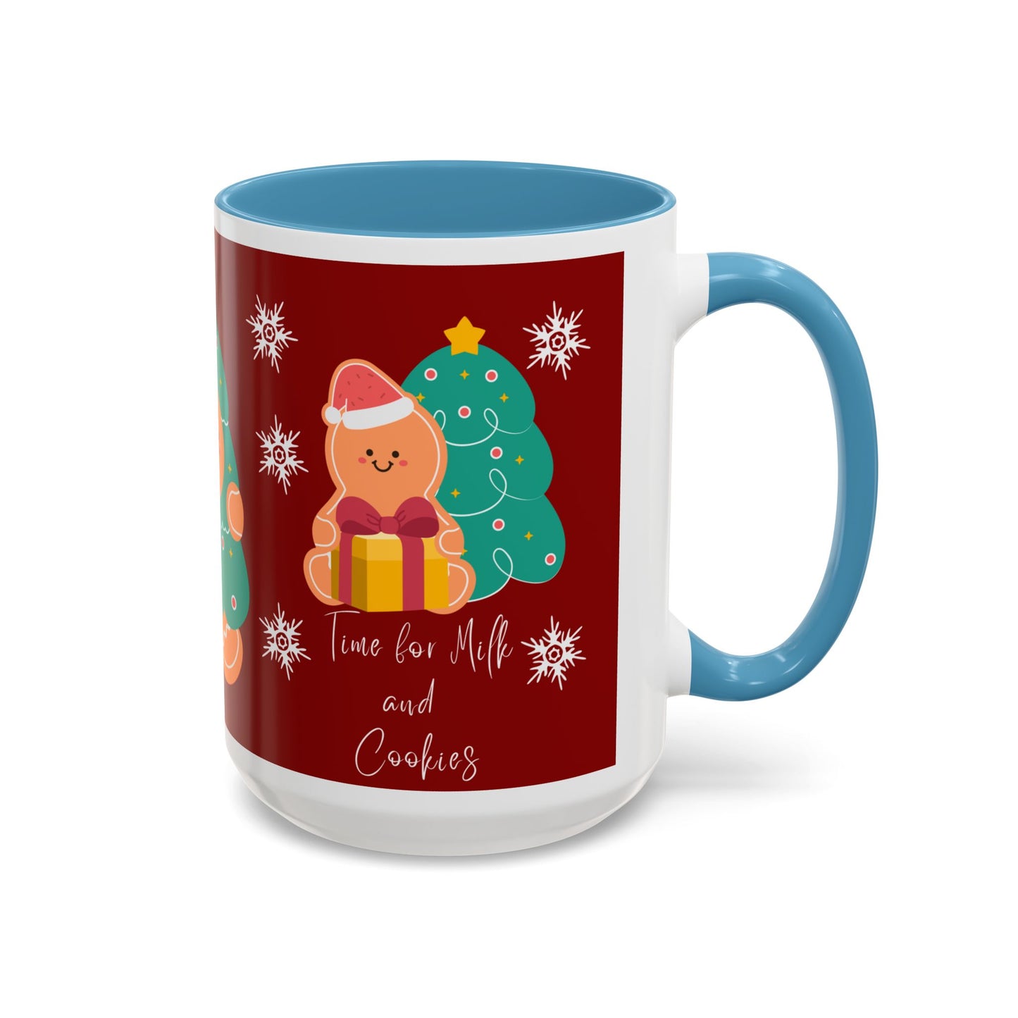Christmas Cookie & Milk Accent Mug — Holiday Gingerbread Tree Design (11/15oz)