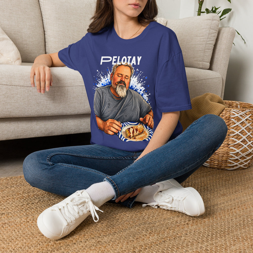 T-Shirt — Bearded Man Enjoying Mexican Elote for the First Time Illustration
