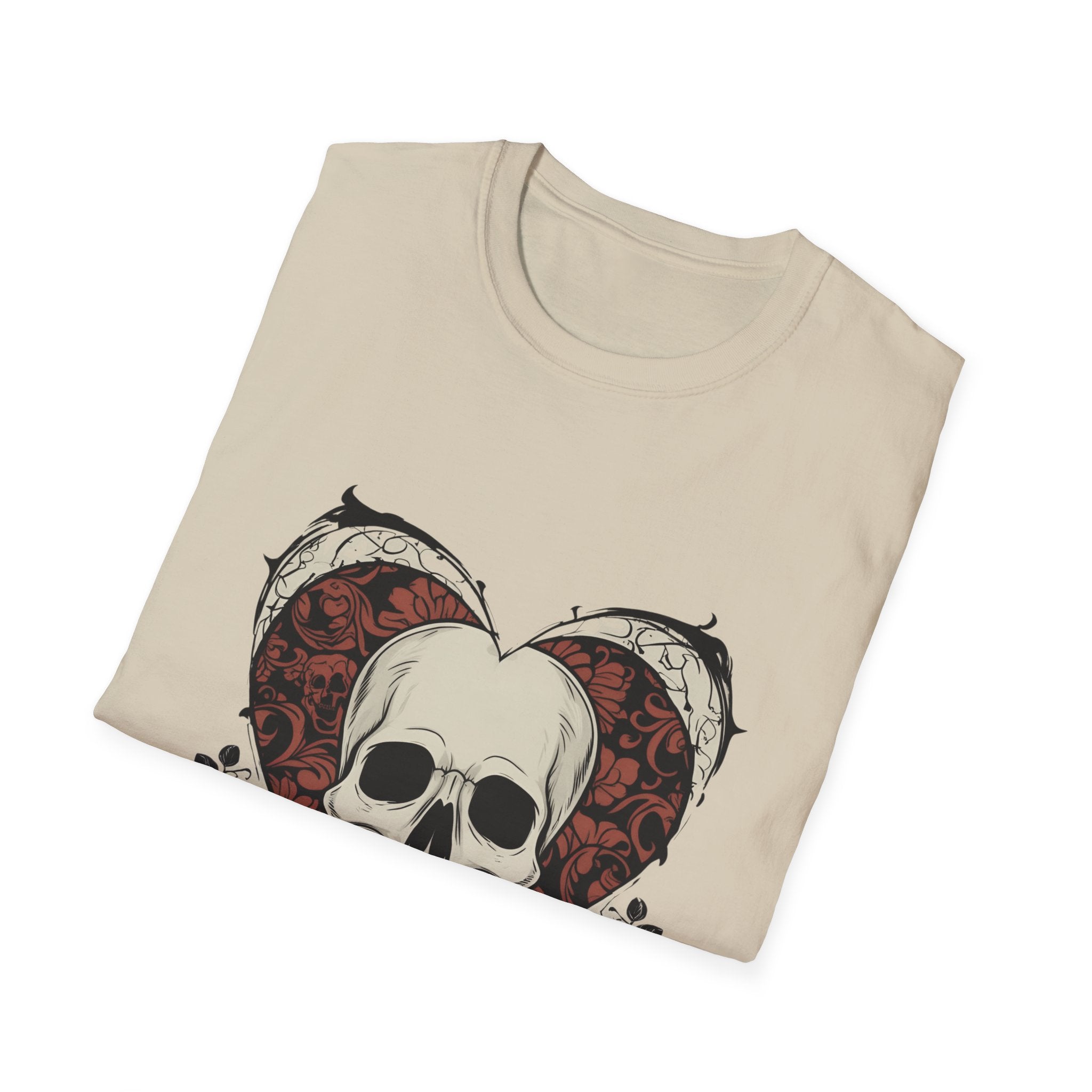 Skull Heart Graphic Tee - Edgy Unisex T-Shirt for Halloween, Gothic Style, Alternative Fashion, Gift for Her/Him