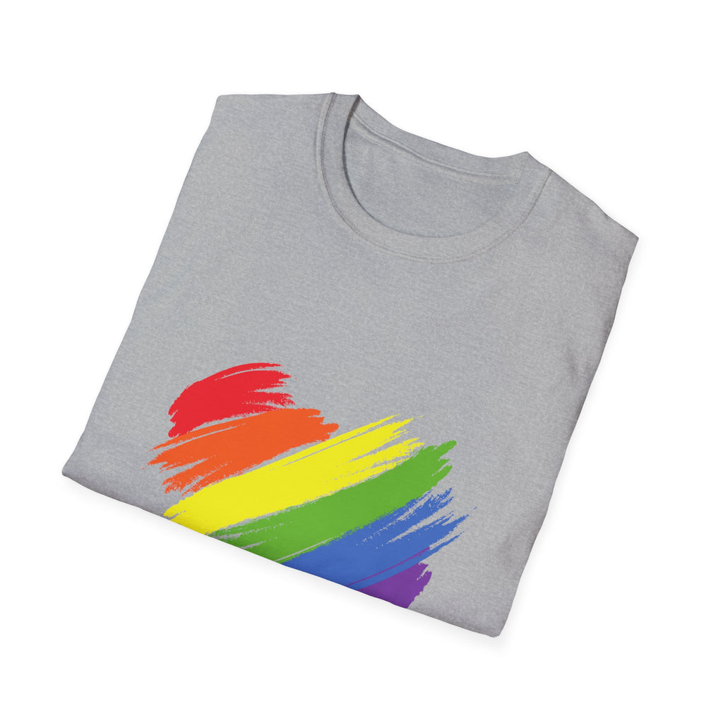 Unisex Equality Pride T-Shirt, LGBTQ+ Apparel, Rainbow Heart Tee, Gift for Allies, Softstyle Anniversary Shirt