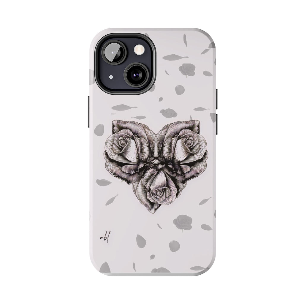 IPhone Phone Case Artistic Floral Tough Phone Cases - Heart Rose Design