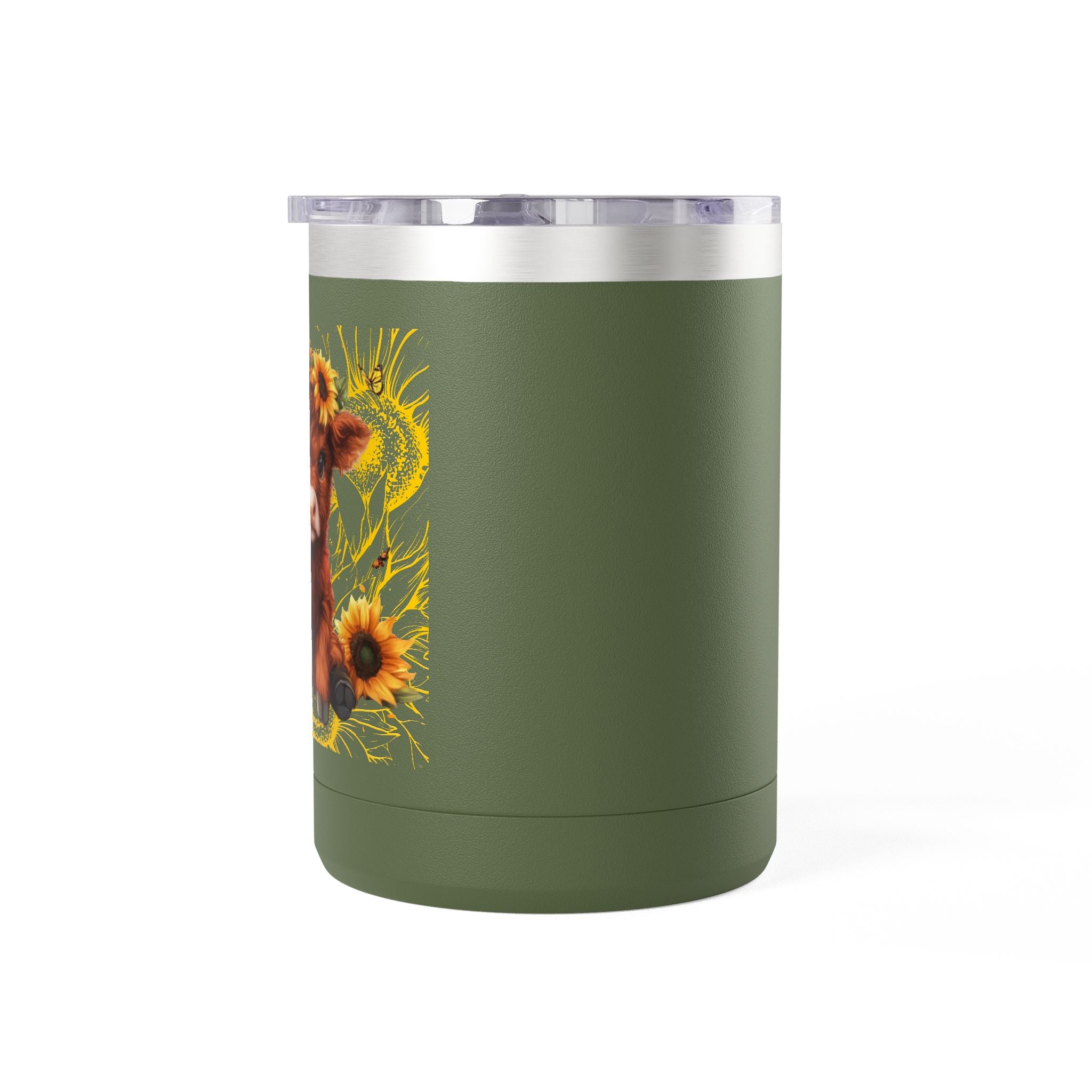 Highland Cow Travel Mug - Floral Sunflower Coffee Tumbler 15oz