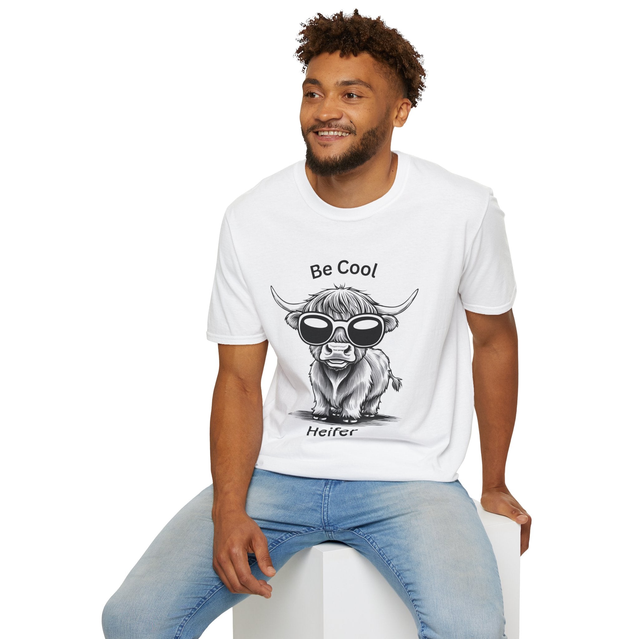 Cool Heifer Unisex Softstyle T-Shirt - Be Cool Graphic Tee for Animal Lovers