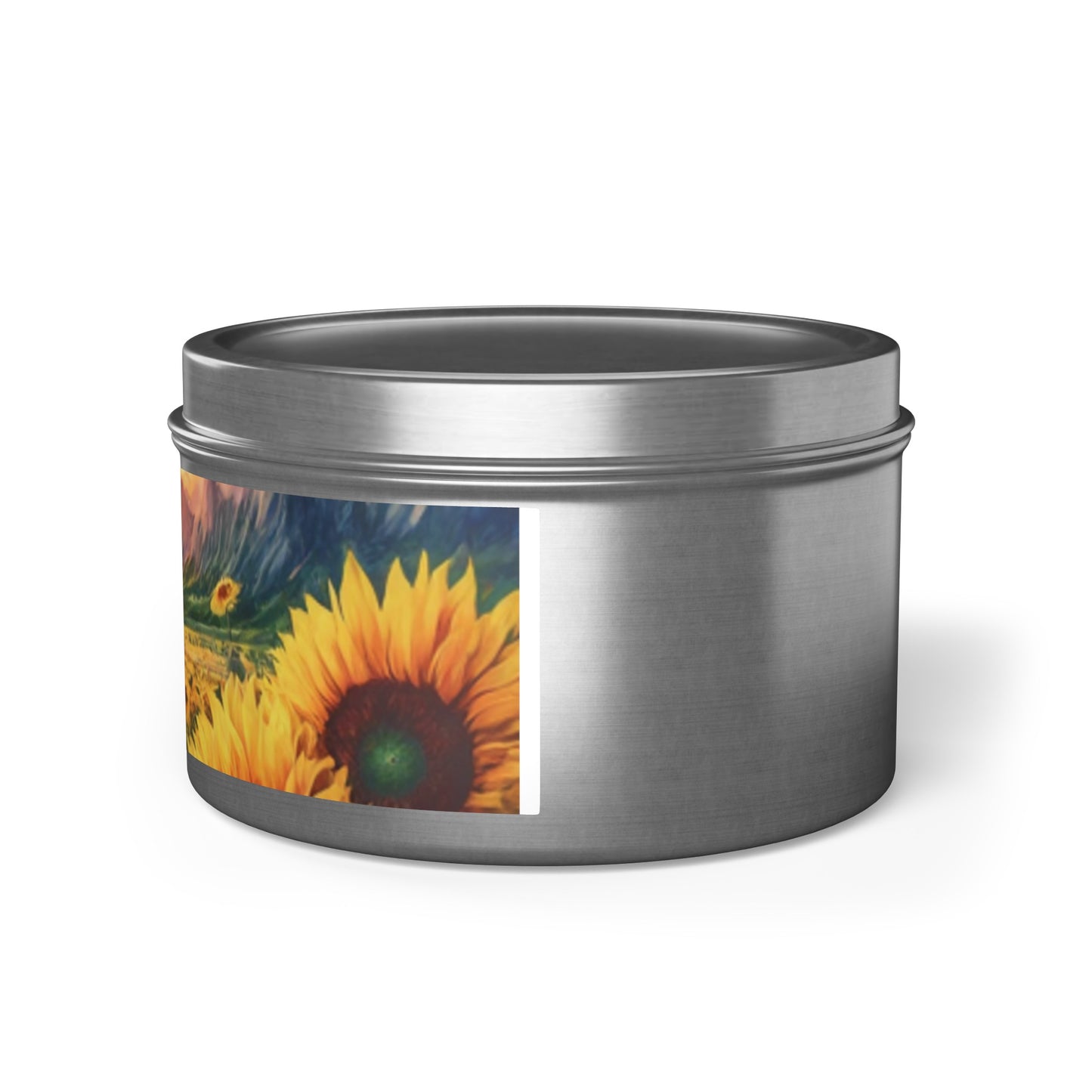 Beautiful Scented Sunflower Design Tin Candles