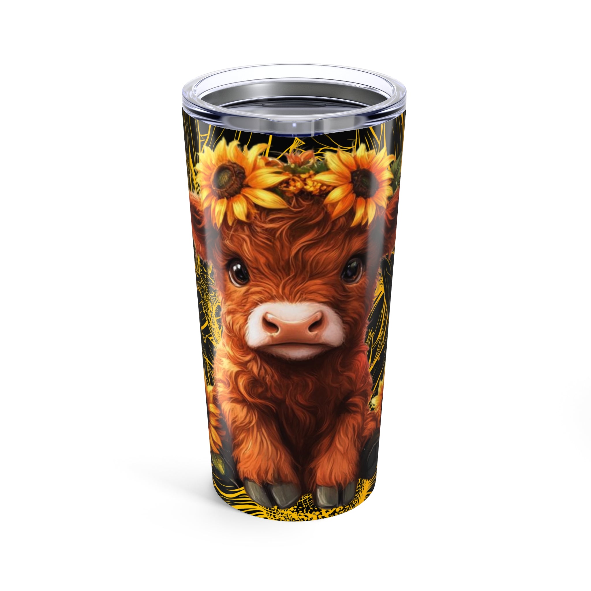 Highland Cow Tumbler 20oz Sunflower Insulated Stainless Travel Cup