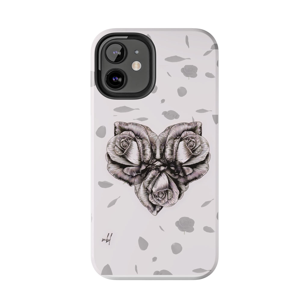 IPhone Phone Case Artistic Floral Tough Phone Cases - Heart Rose Design
