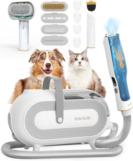 Katio Kadio Pet Grooming Kit & Pet Hair Vacuum, Dog Grooming Tools for Shedding Small, Medium Dog Cat - 60dB Low Noise  Pet Grooming Vacuum