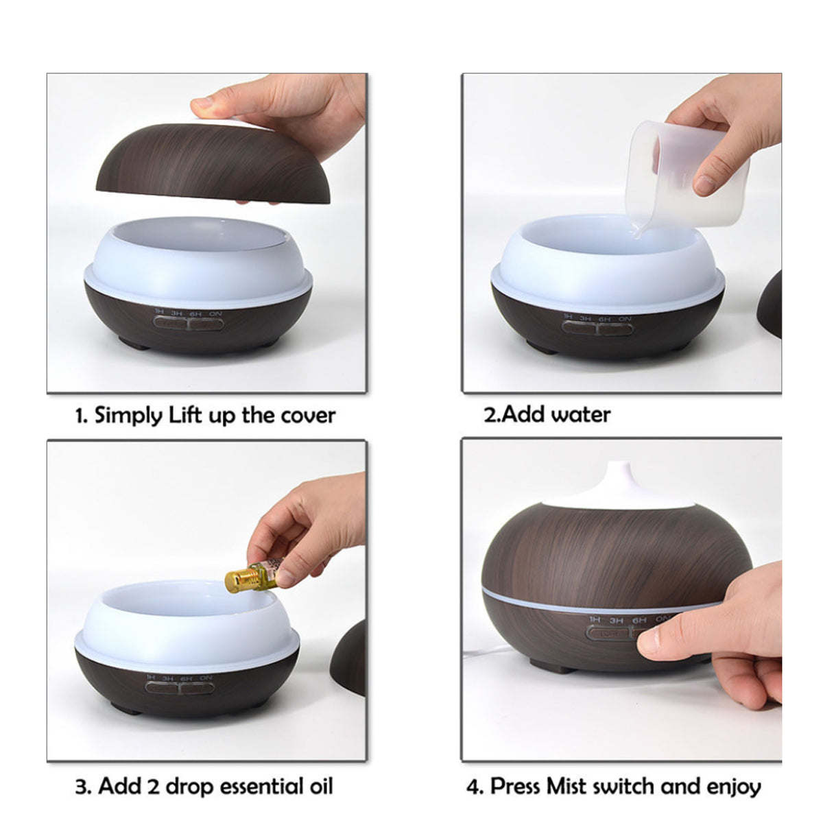 Mistyrious Essential Oil Humidifier Natural Oak Design With Easy Remote